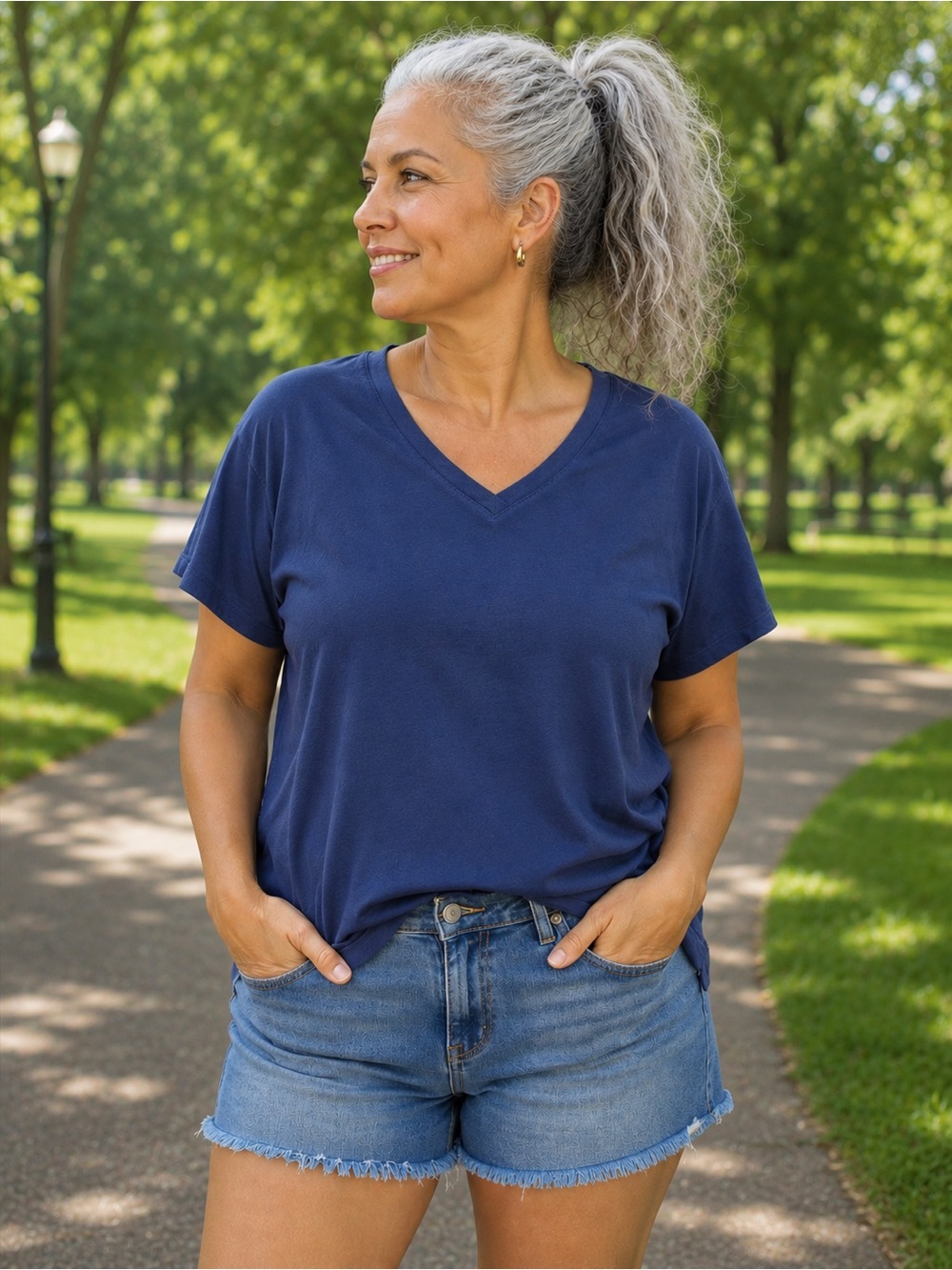 Charter Club womens V-Neck Shirt - Blue